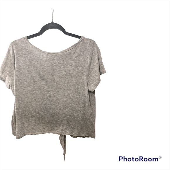 Rags II riches grey short sleeve tie top - Picture 2 of 3